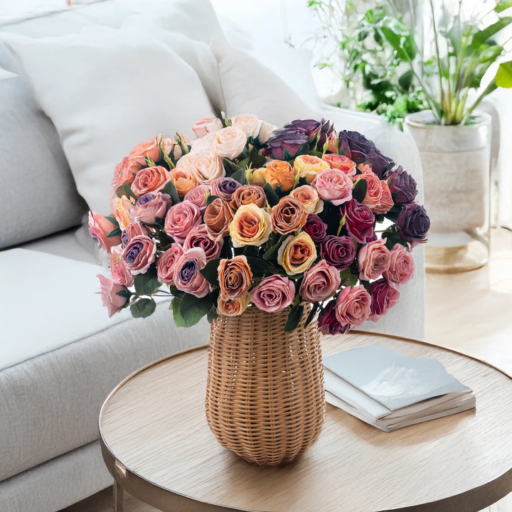 Brio 17 Inch Artificial Burnt Edge Rose Bouquet