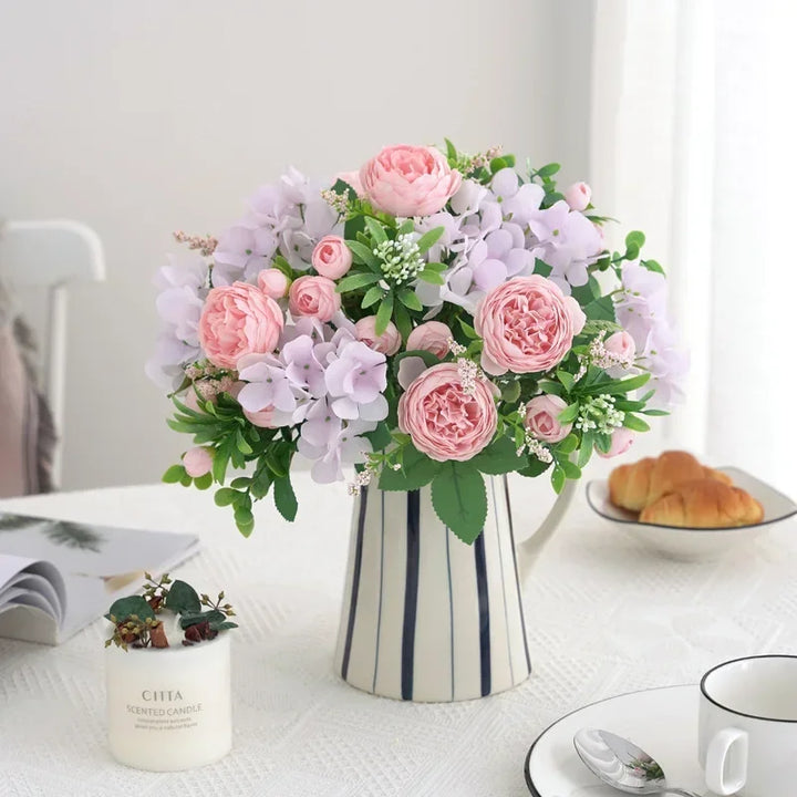 Faux Hydrangea Peony Flower Bundle