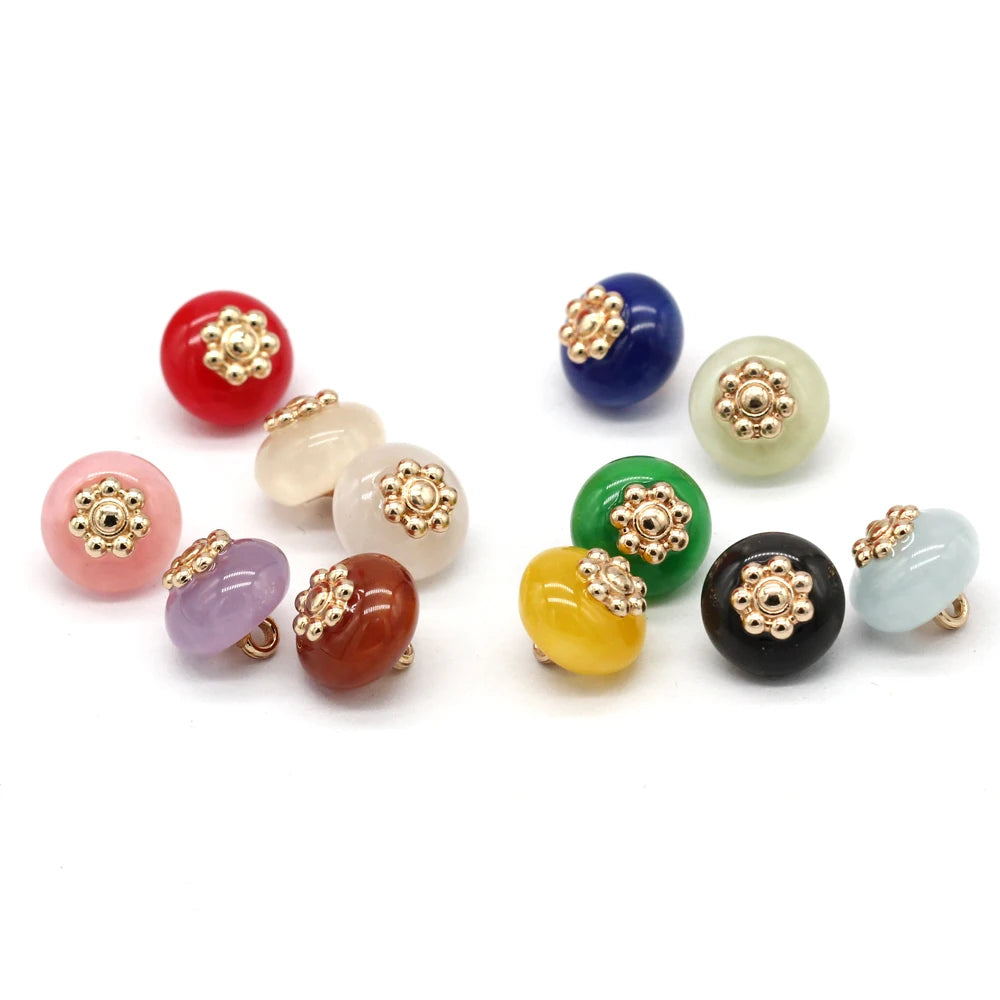 Hezoel 10mm Small Colorful Resin Button - 10 PC