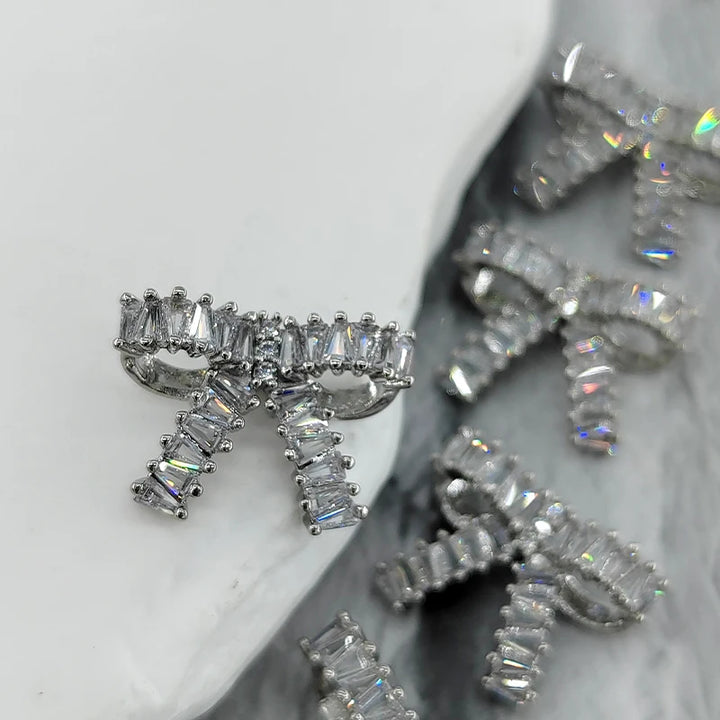 Xiare 22MM Rhinestone Cubic Bow Buttons - 2 PC