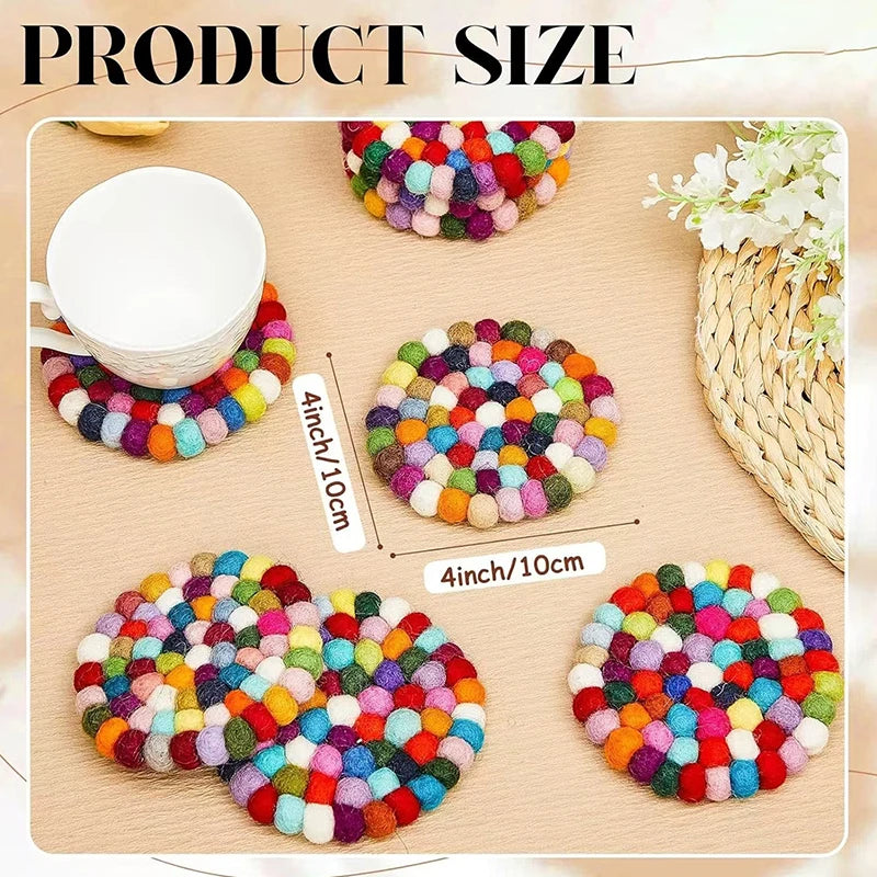 4 Inch Handmade Wool Felt Small Coaster