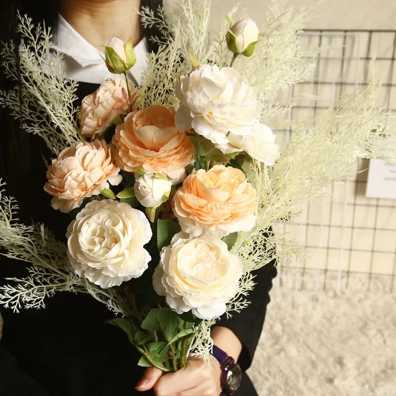 Davia 3 Head Faux Peony Flower