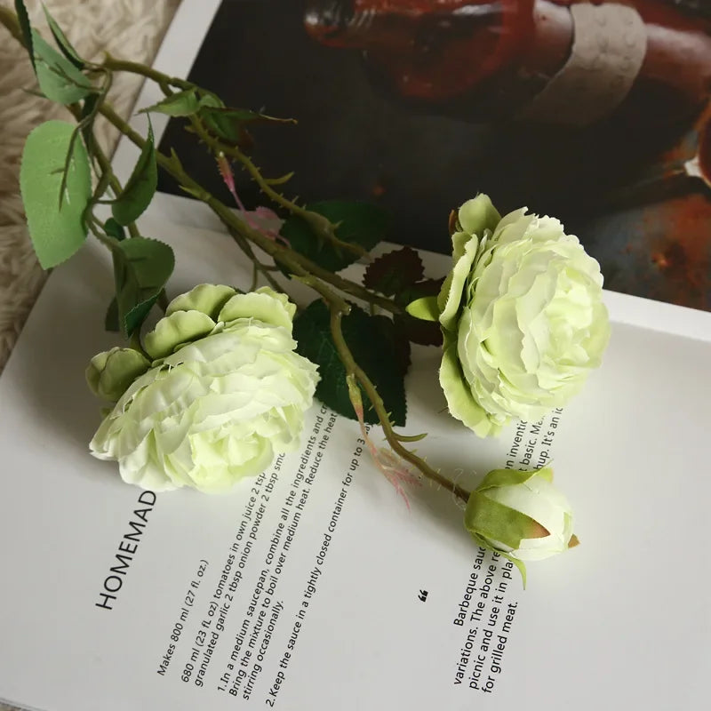 Davia 3 Head Faux Peony Flower