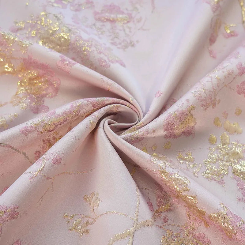 Jan Pink Gold 3D Jacquard Fabric