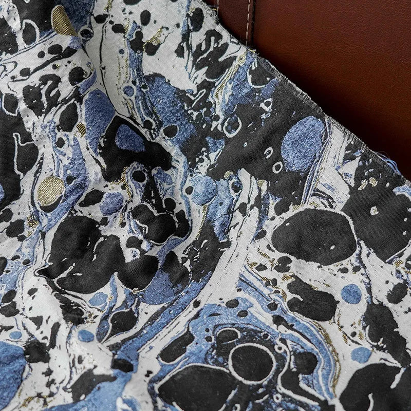Wouters Blue Black Abstract Yarn Dyed Jacquard Fabric