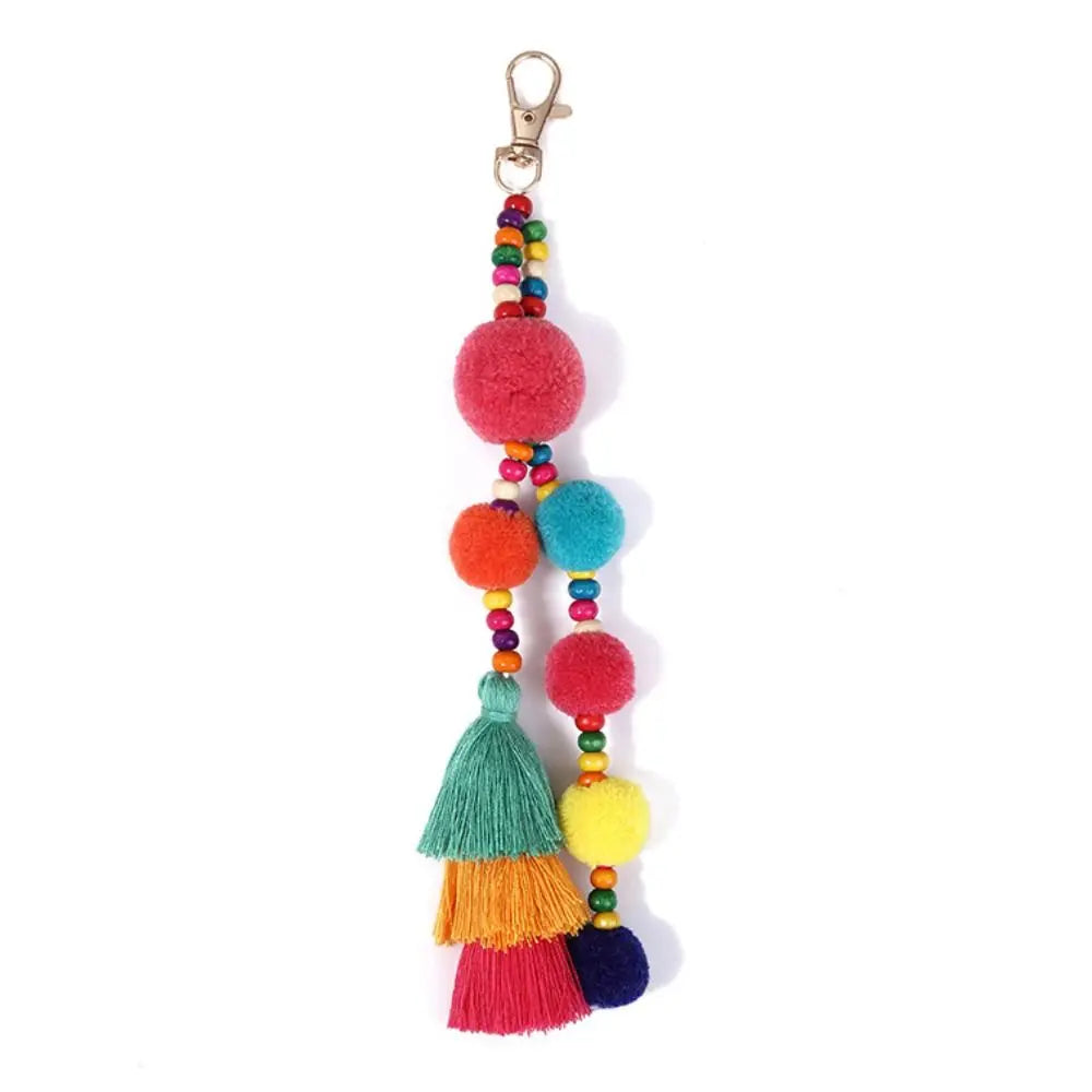 Veloura Boho Pom Pom Gradient Colors Tassels