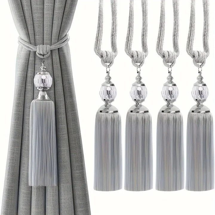 2 PC Savora Ball Tassel Curtain Tiebacks
