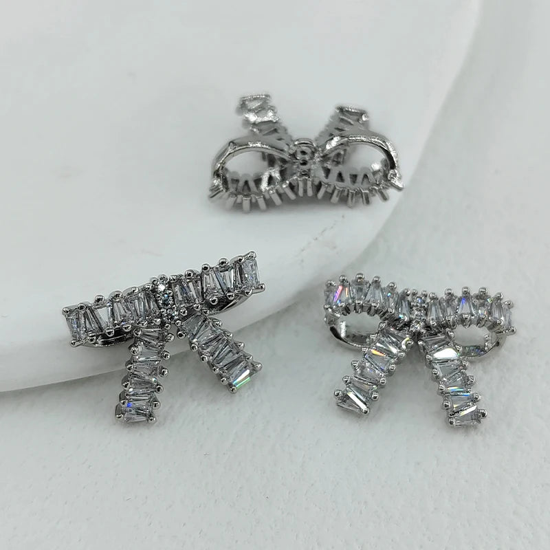 Xiare 22MM Rhinestone Cubic Bow Buttons - 2 PC