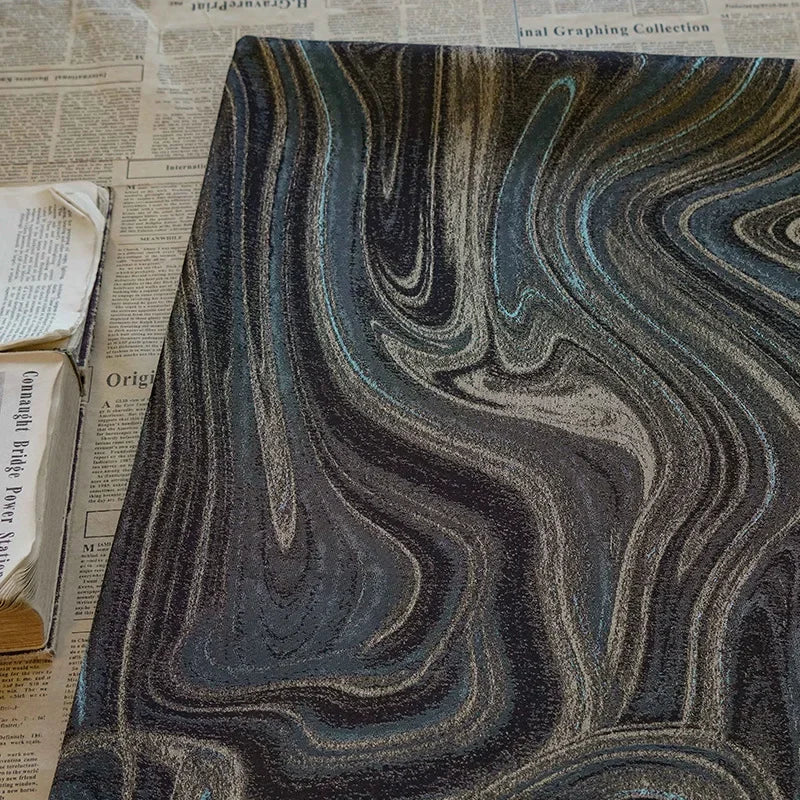 Renier Black Blue Gold Abstract Jacquard Fabric