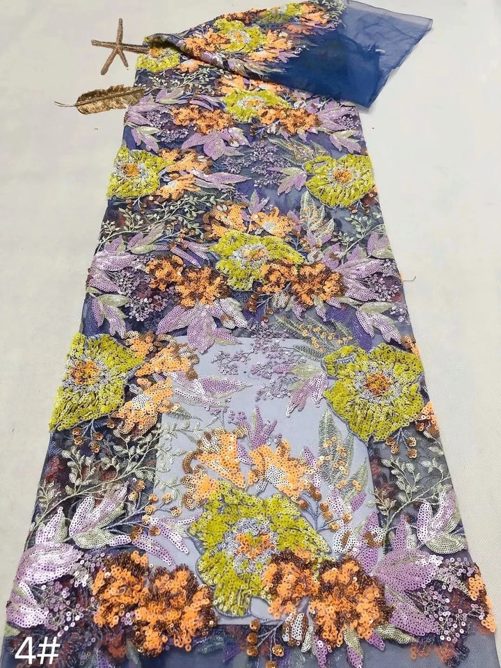 5 YARDS / 10 COLORS / Aurette Floral Beaded Embroidery Bridal Mesh Lace Fabric