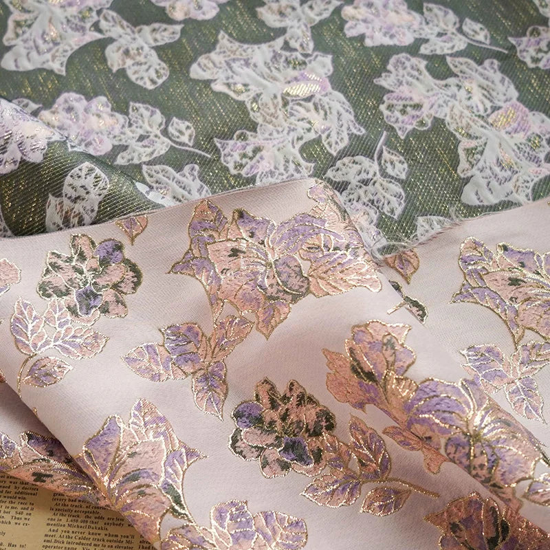 Zairo Golden Pink Yarn Dyed Jacquard Fabric