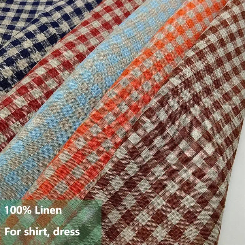 9 Colors / Truong Plaid 100% Linen Fabric