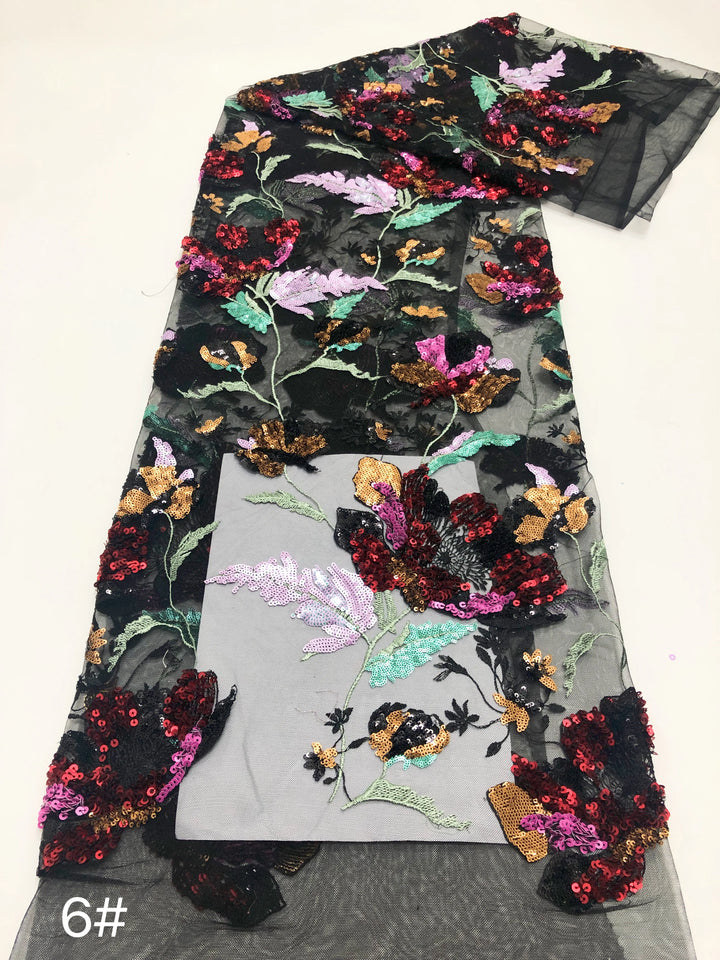 5 YARDS / 10 COLORS / Aurette Floral Beaded Embroidery Bridal Mesh Lace Fabric