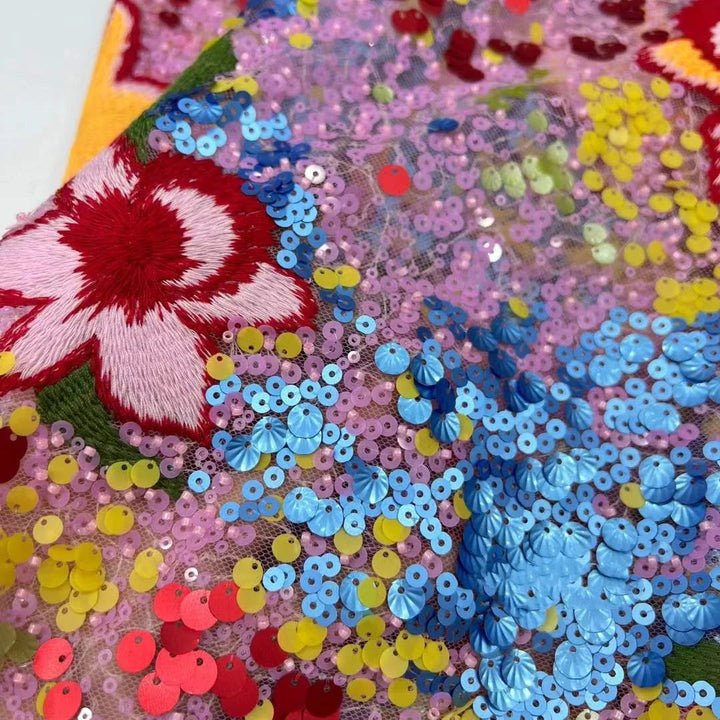 5 YARDS / Glissara Beaded Embroidery Bridal Mesh Lace Fabric