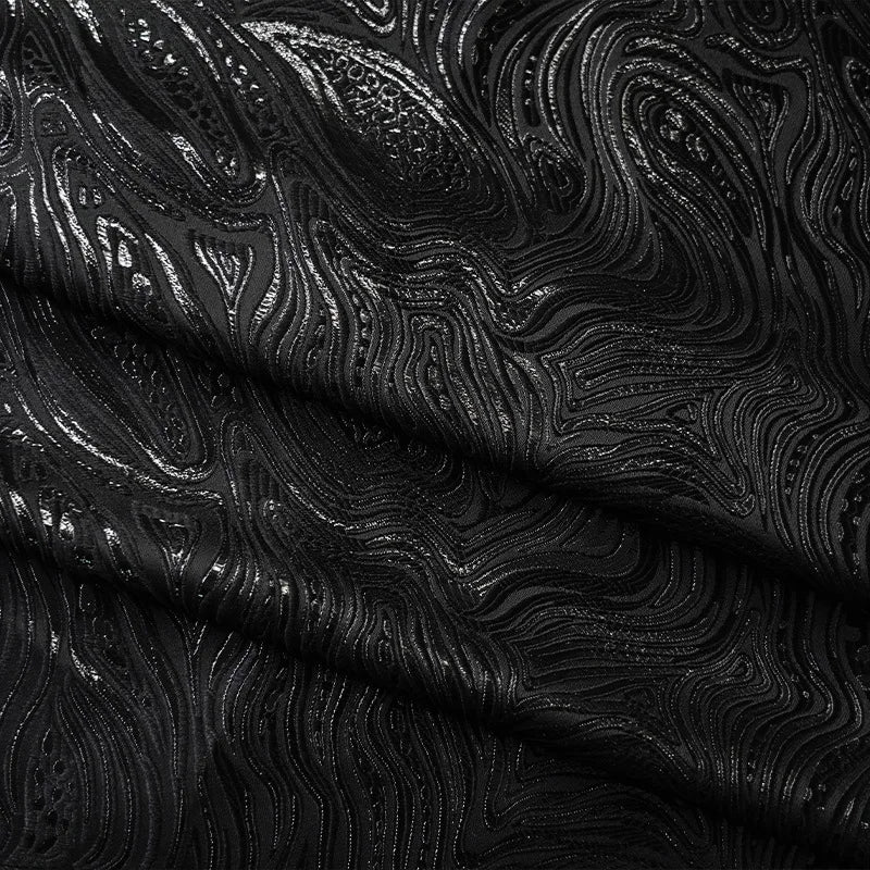 Hugo Black Swirls Soft Sheen Jacquard Fabric