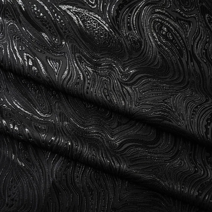 Hugo Black Swirls Soft Sheen Jacquard Fabric