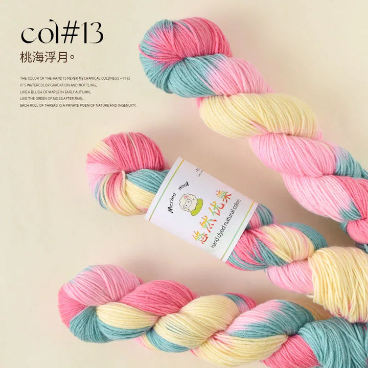 100g Colorful Merino Wool Yarn Handmade Dyed Yarn