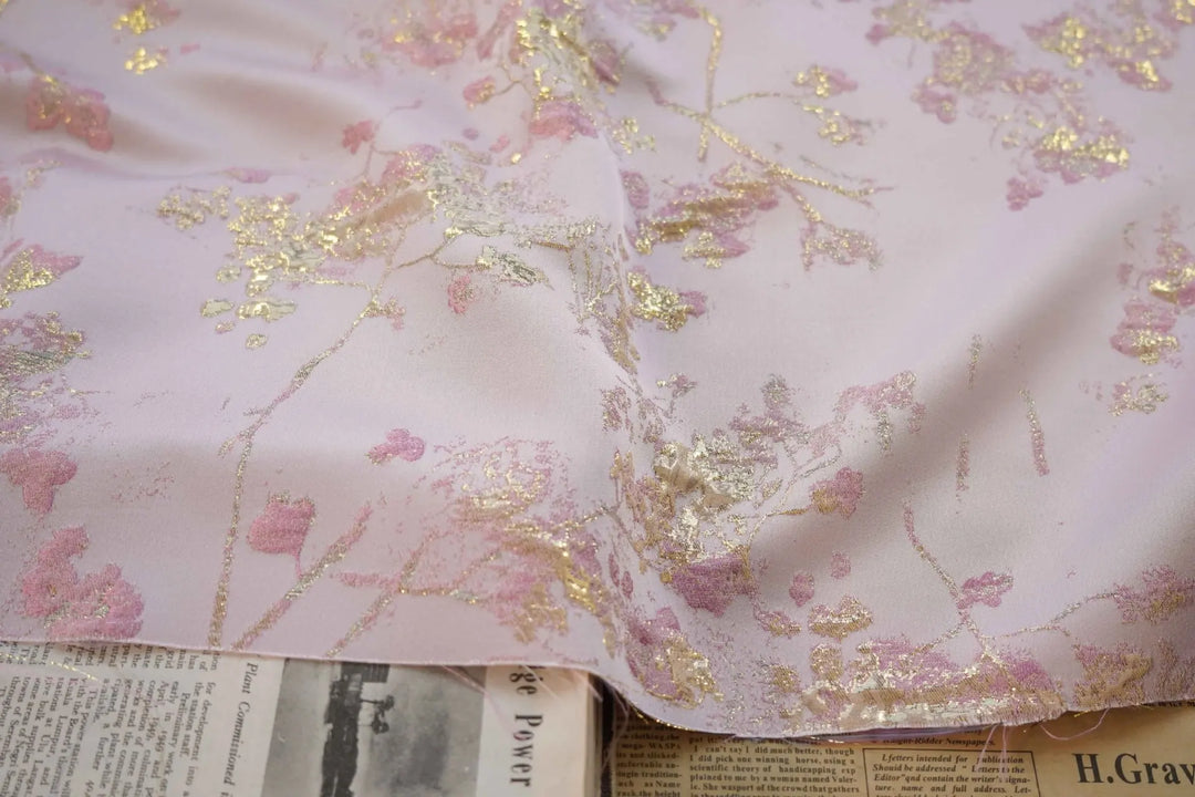 Jan Pink Gold 3D Jacquard Fabric