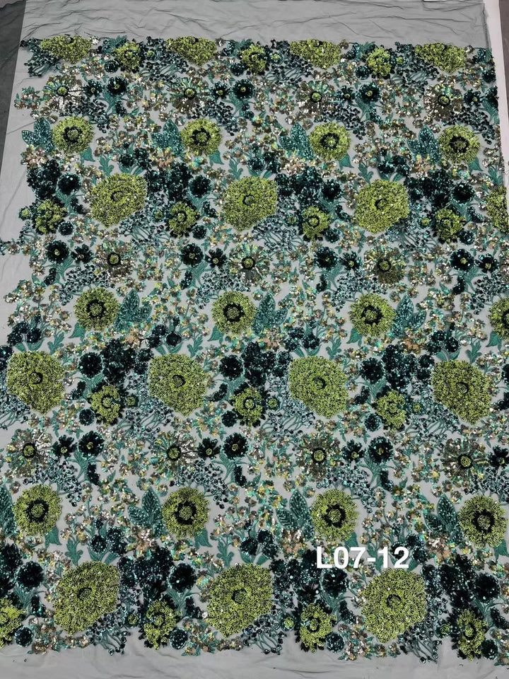 5 YARDS / 10 COLORS / Aurette Floral Beaded Embroidery Bridal Mesh Lace Fabric