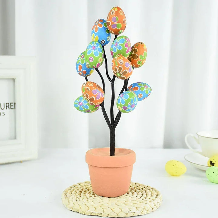 Colorful Easter Foam Egg Tree Flower Pot