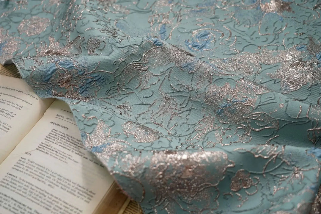 Carleton Gold Silk Relief Large Flower Jacquard Fabric