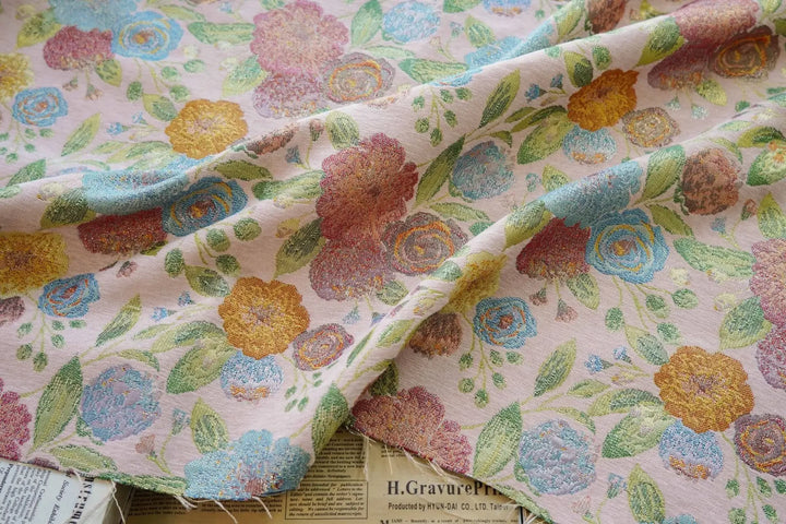 Cakanta Thick Gold Silk Large Flower Jacquard Fabric