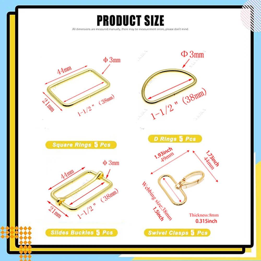 20 SET /  Metal Belt Buckle D Ring Set