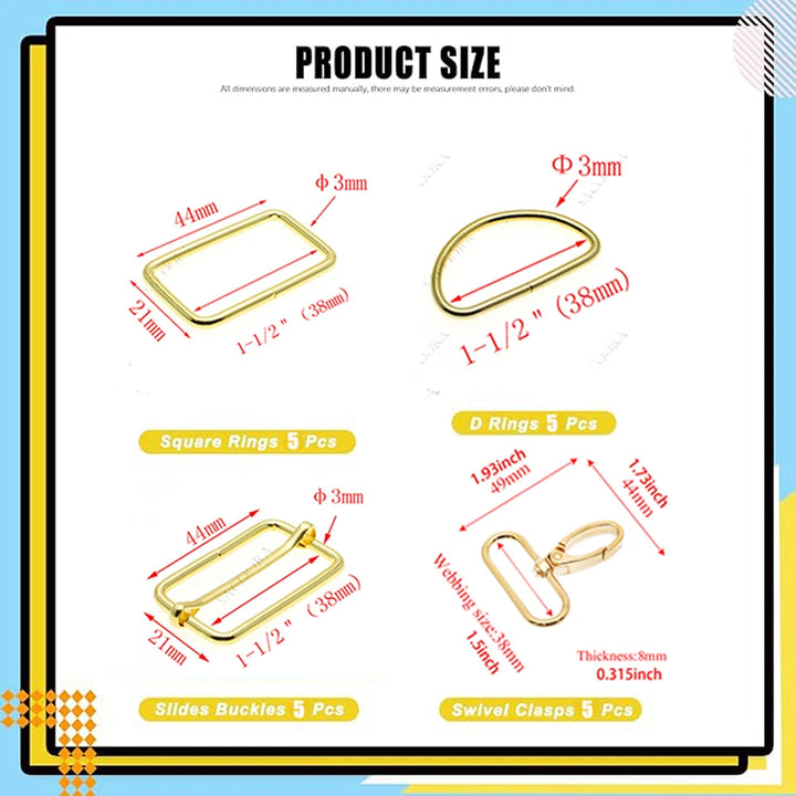 20 SET /  Metal Belt Buckle D Ring Set