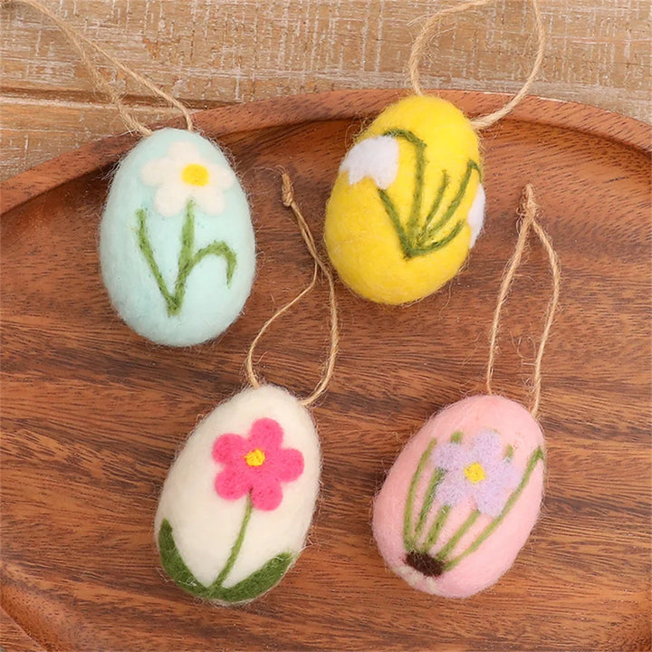 Daisy Wool Felt Easter Egg Ornaments