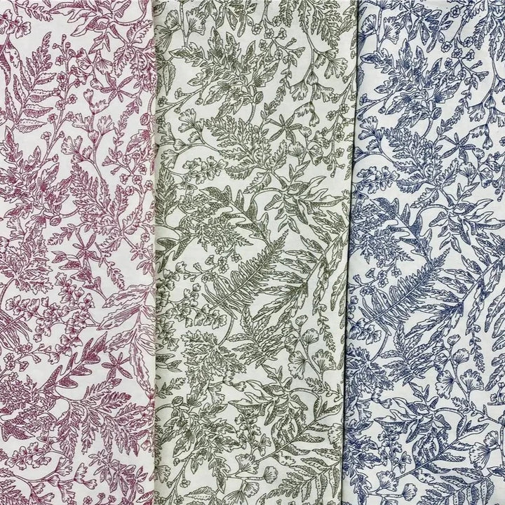 3 COLORS / Opesa Lightweight 100% Cotton Printed Garden Floral Toile Fabric