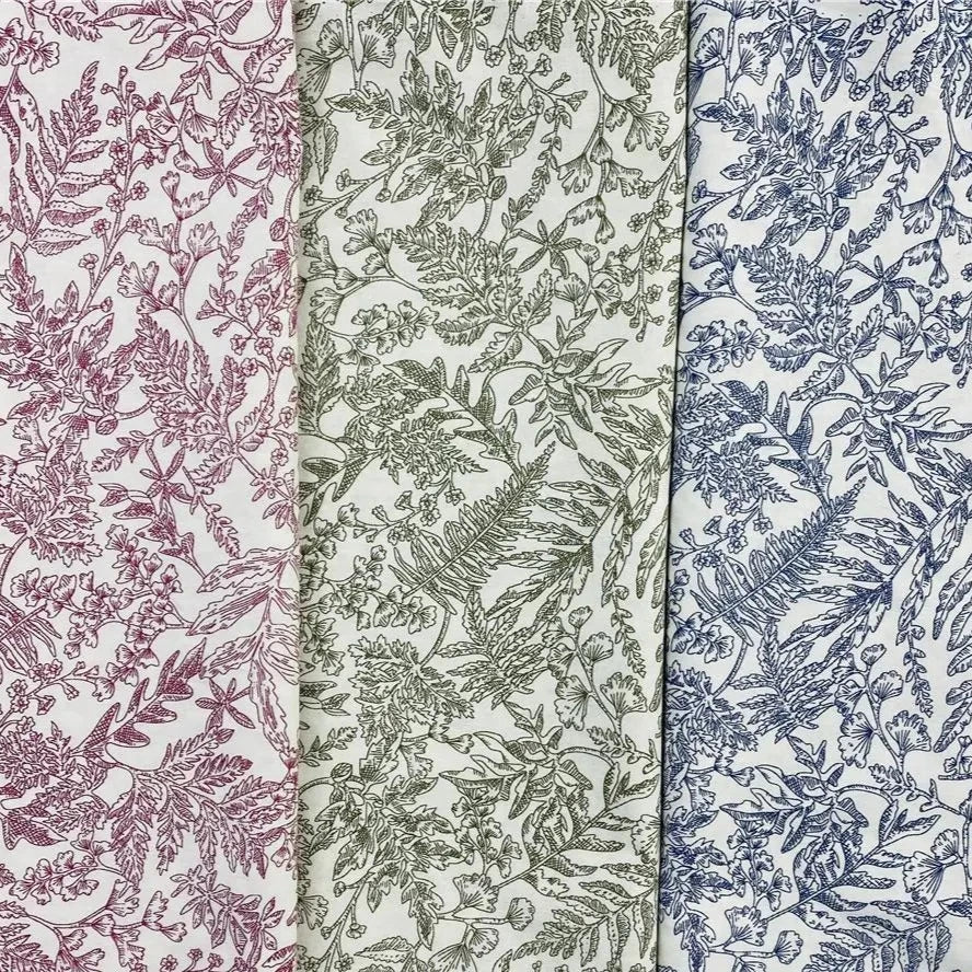 3 COLORI / Tessuto Toile floreale da giardino stampato leggero 100% cotone Opesa