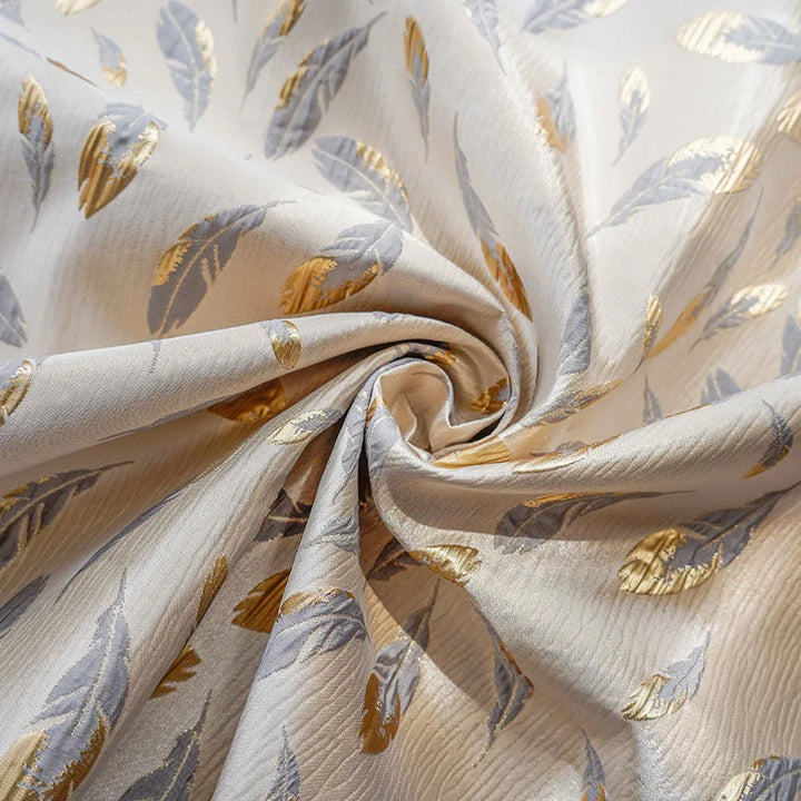 Mandes Gold Feather Embossed Jacquard Fabric