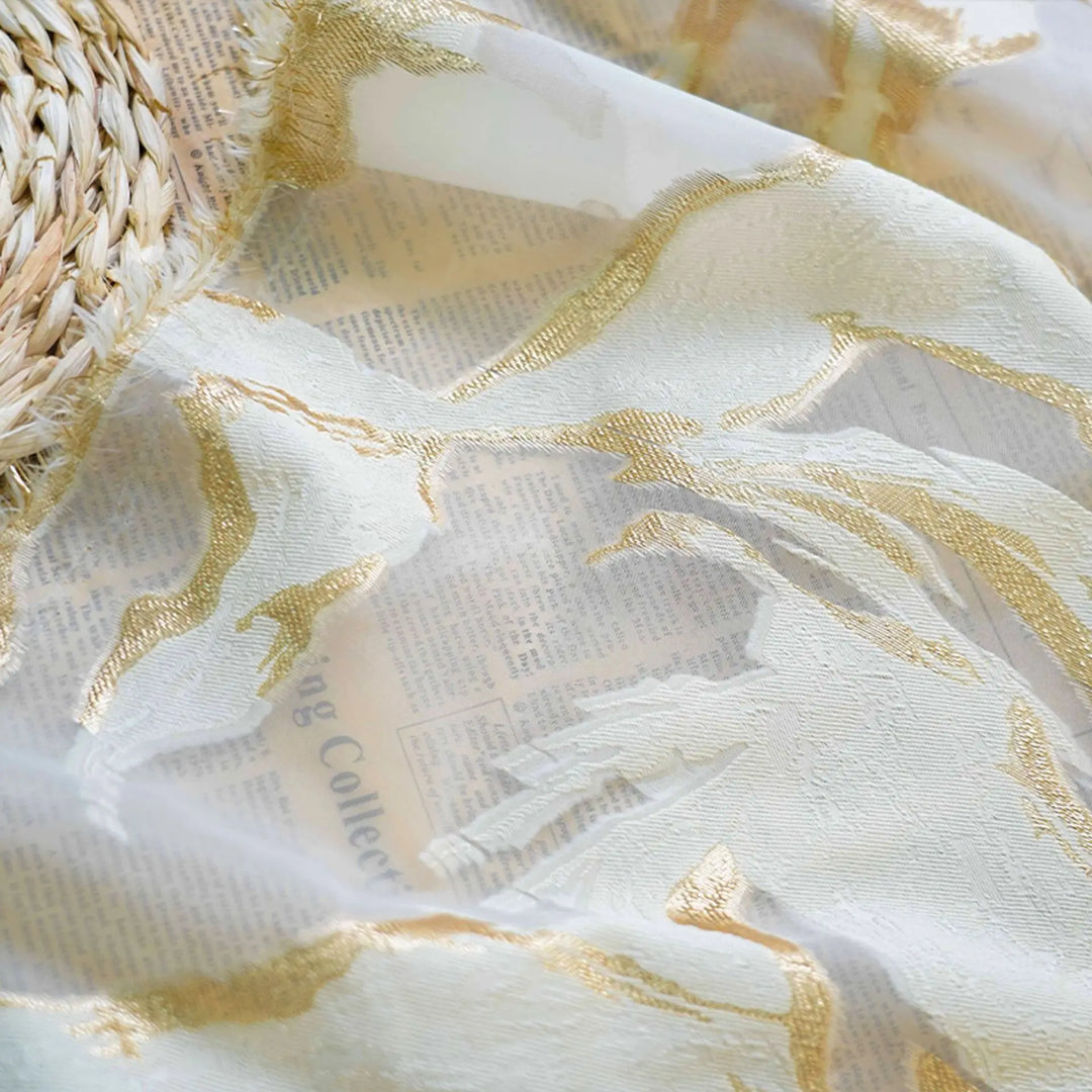 Kmos Artistic Style Light Gold Burnout Jacquard Fabric