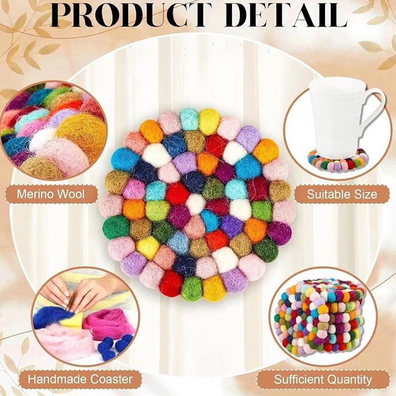 4 Inch Handmade Wool Felt Small Coaster