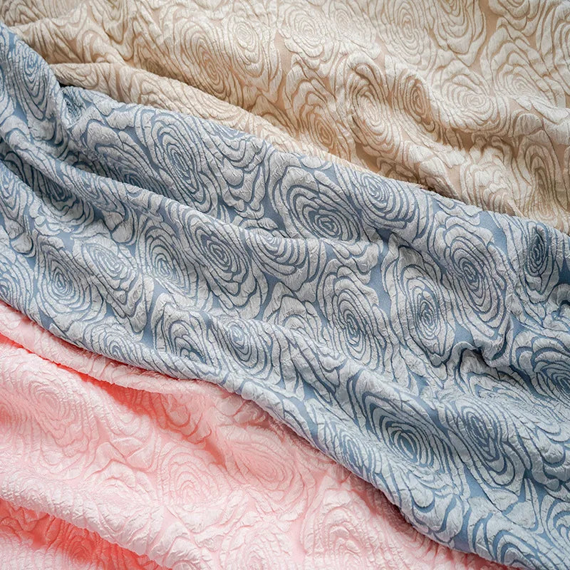 Pokeo Rose Embossed Elastic Jacquard Brocade Fabric