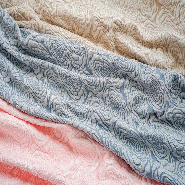 Pokeo Rose Embossed Elastic Jacquard Brocade Fabric