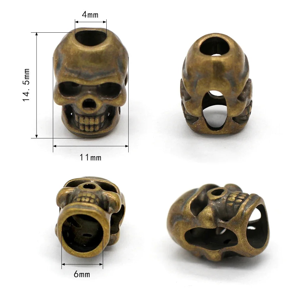 Skull Drawstring Metal Alloy Cord End Cap - 5 PC