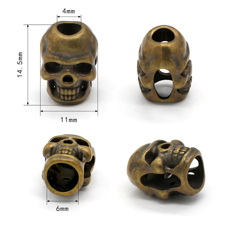 Skull Drawstring Metal Alloy Cord End Cap - 5 PC