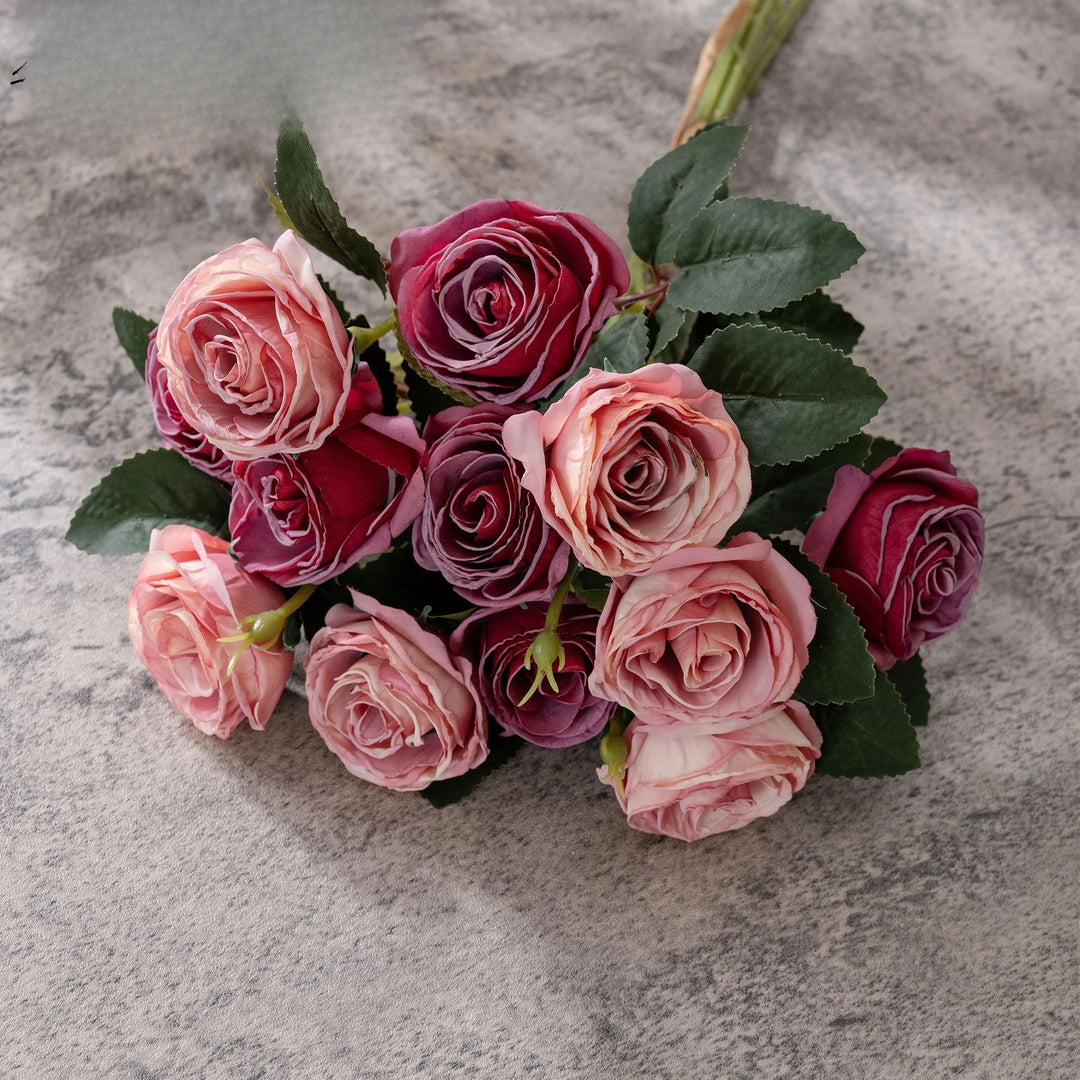 Brio 17 Inch Artificial Burnt Edge Rose Bouquet
