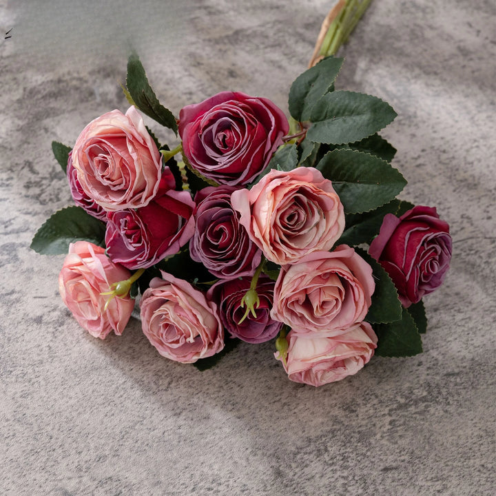Brio 17 Inch Artificial Burnt Edge Rose Bouquet