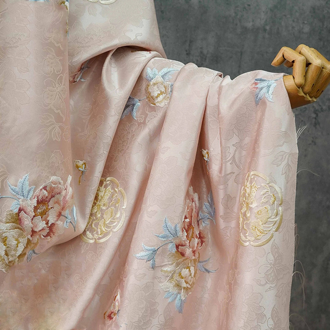 Wilert Pink Brocade Jacquard Flower Fabric