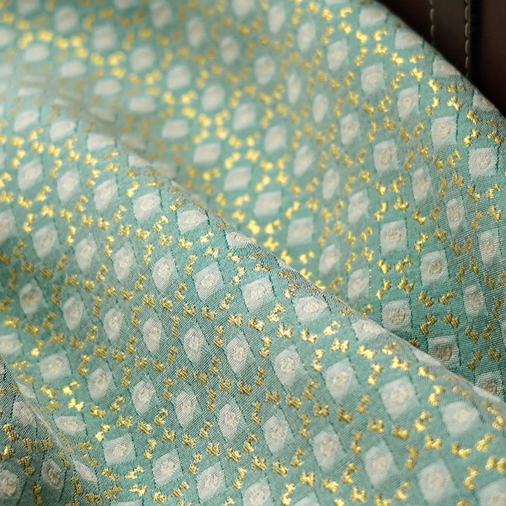 Sumira Gold Silk Geometric Relief Jacquard Fabric