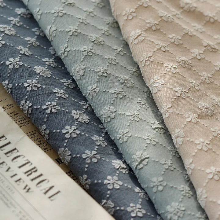 Benin Geometric Small Flower Embossed Bubble Jacquard Fabric