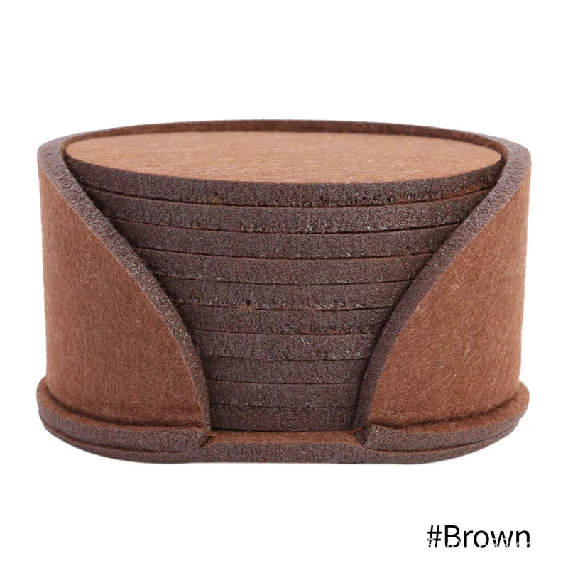 11pcs Round Felt Coaster Dining Table Protector Heat Resistant Pad