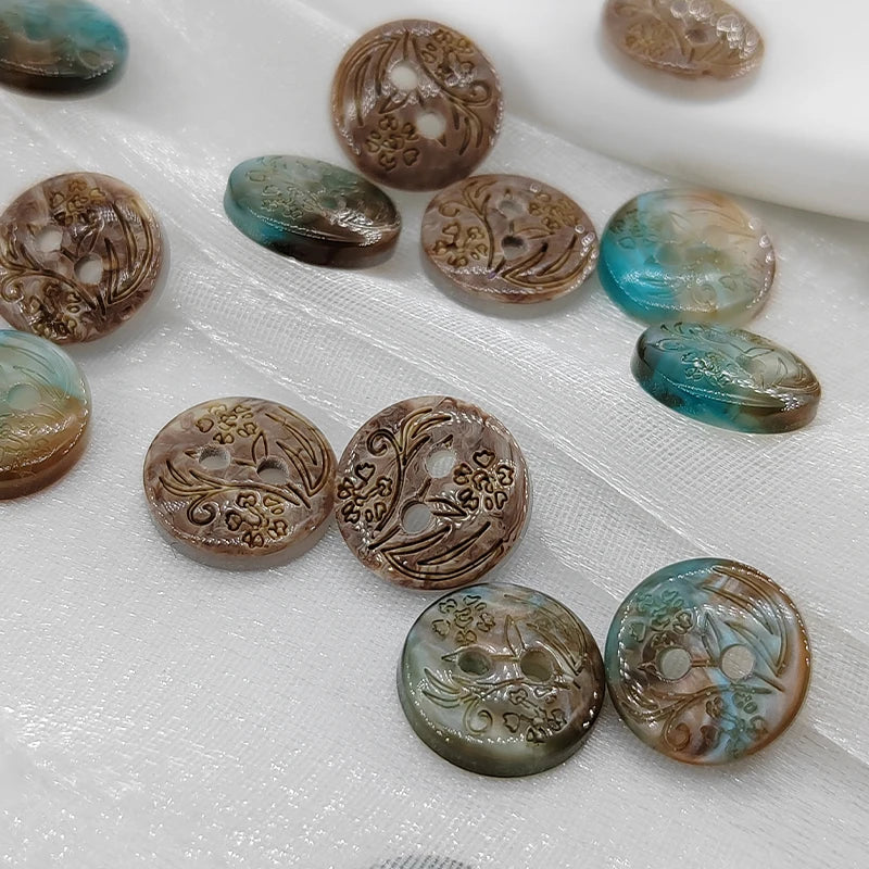 Vintage Flower Small Resin Sewing Button - 20 PC