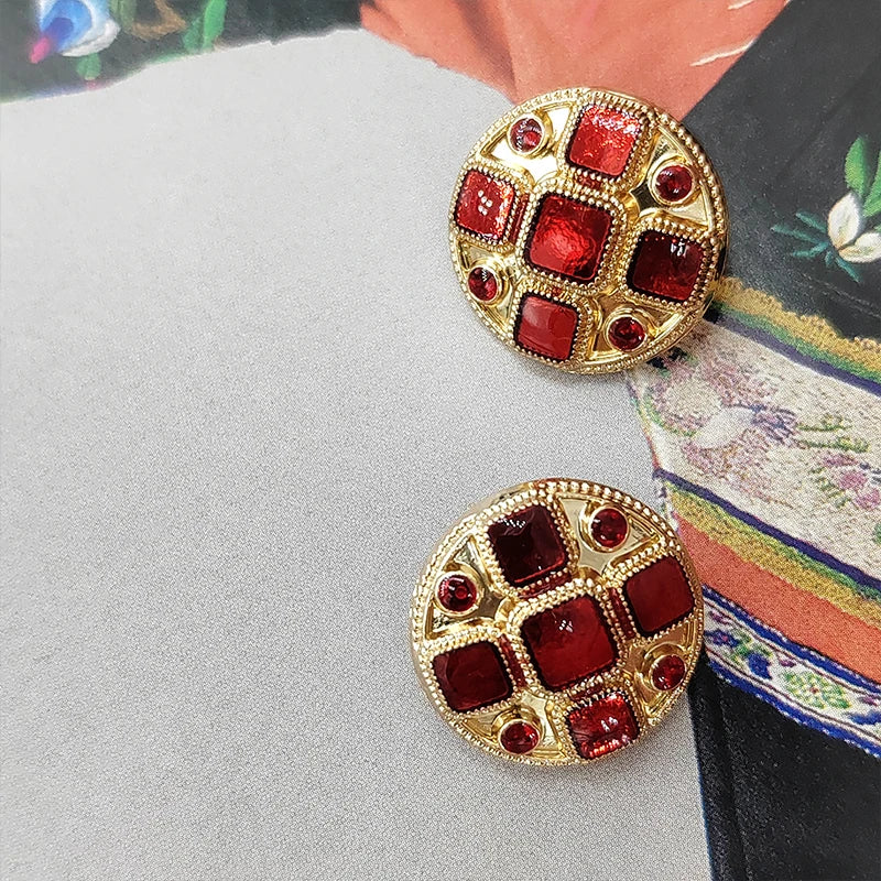Torins 18/22MM Vintage Red Metal Button - 6 PC