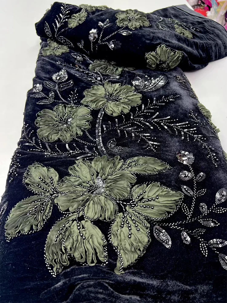 5 YARDS / 7 COLORS / Bellamira Beaded Embroidery Bridal Mesh Lace Fabric