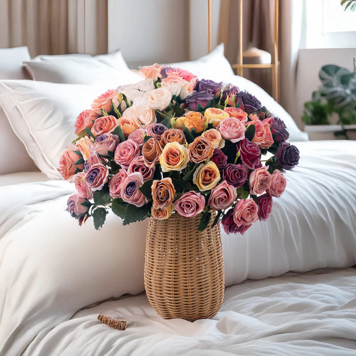 Brio 17 Inch Artificial Burnt Edge Rose Bouquet