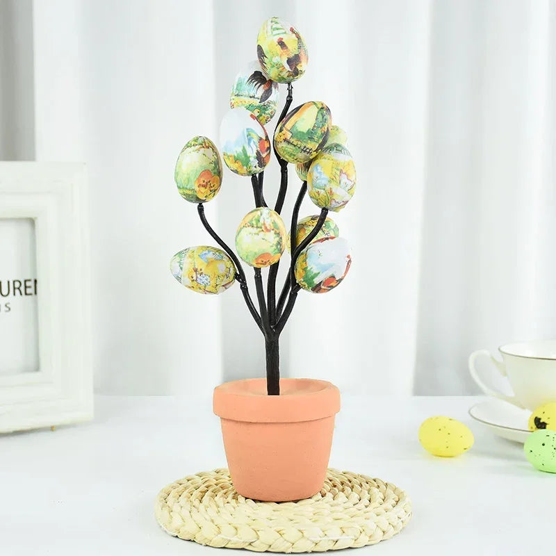 Colorful Easter Foam Egg Tree Flower Pot