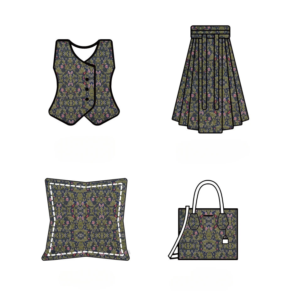 Pinots Dark Green Embossed Jacquard Fabric